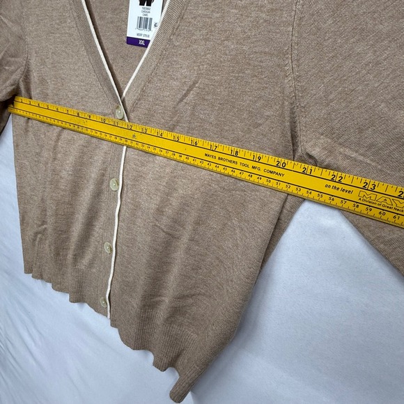 Scotch Soda Amsterdam Women's Beige Cardigan V Neck Button‎ Front Knit Size XXL - Picture 7 of 17